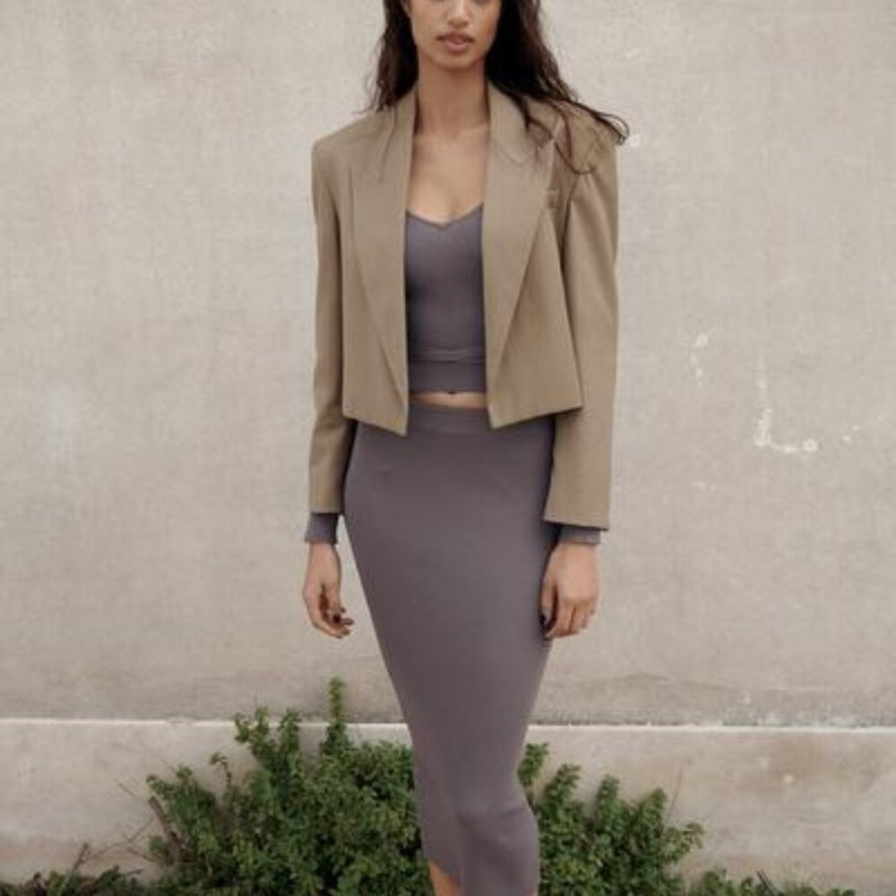 Zara Women's Tan Cropped Blazer